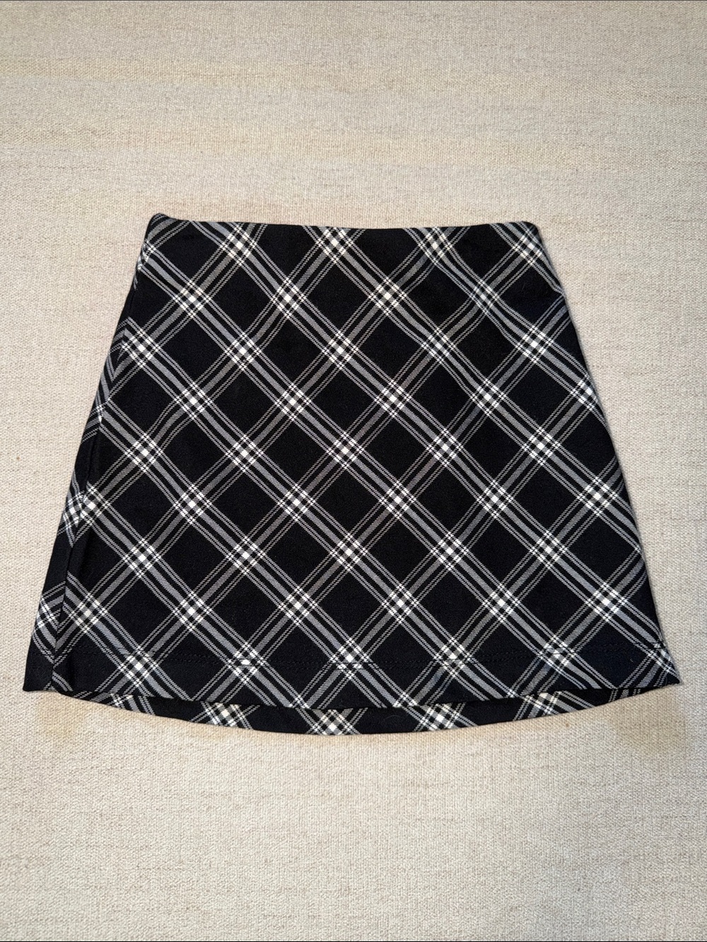 Old Navy Black and White Plaid A-Line Skirt